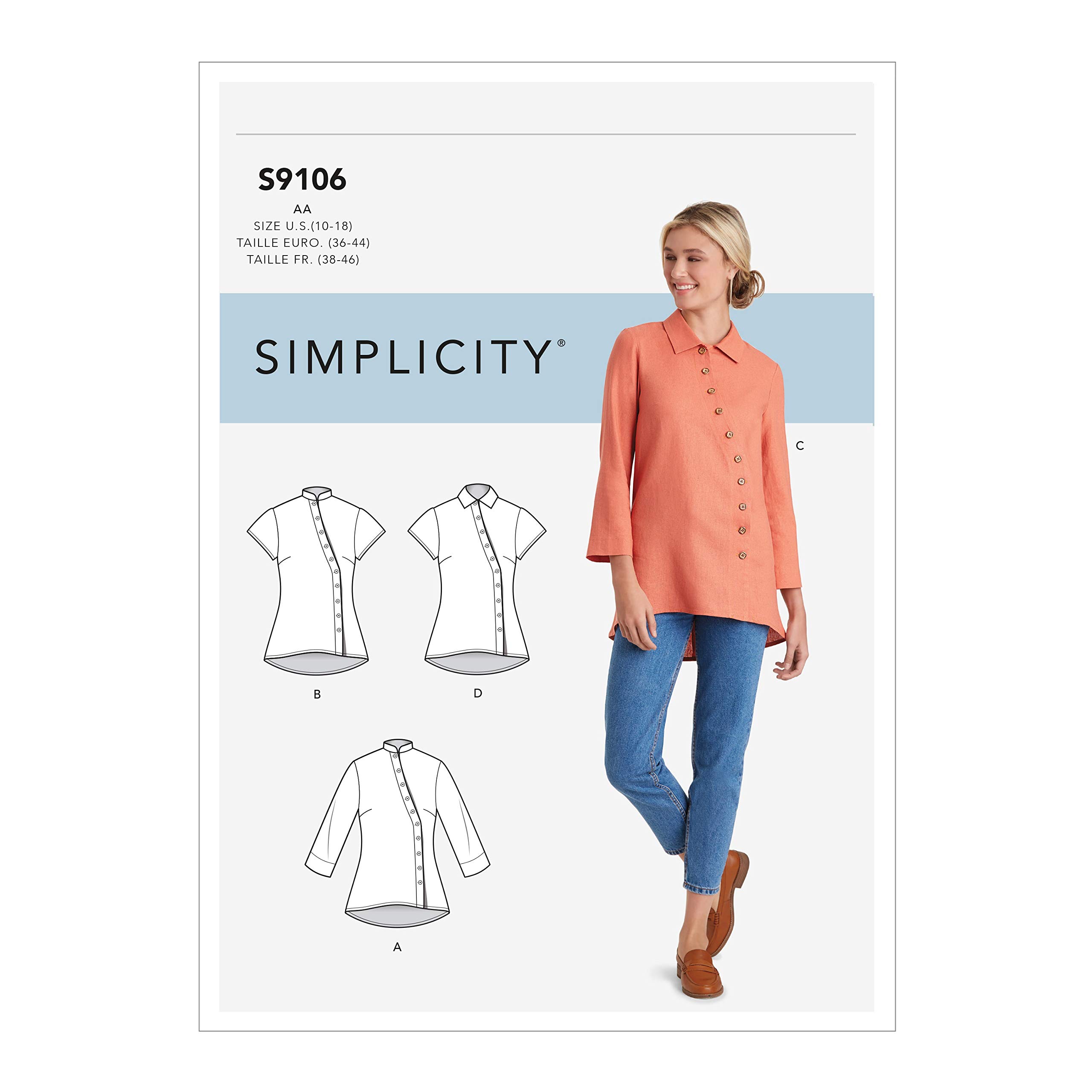 Simplicity Sewing Pattern SS9106AA Misses' & Women's Button Front Shirt