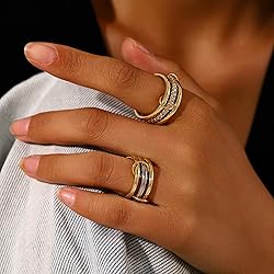 Canboer Gold Stackable Statement Rings for Women