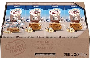 Nestle Coffee mate Coffee Creamer, Oat Milk, Vanilla Natural Flavor, Liquid Creamer Singles, Plant-Based, Non Dairy, No Refrigeration, 0.375 fl oz Tubs (Pack of 200)