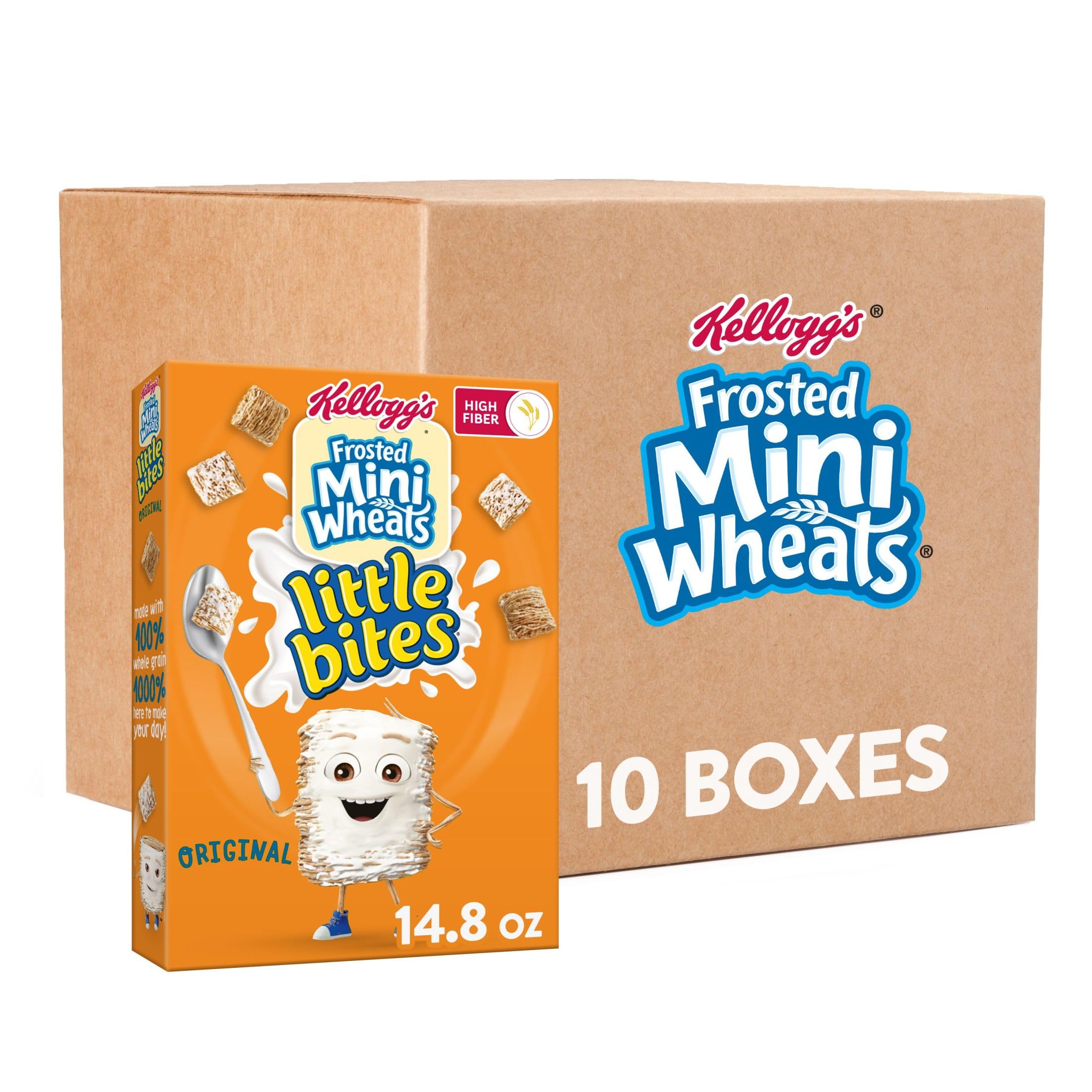 Photo 1 of ***EXP JULY/07/2025****Kellogg's Frosted Mini-Wheats Little Bites Breakfast Cereal, Kids Cereal, Family Breakfast, Original (10 Boxes)