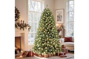 SHareconn 7.5ft Prelit Premium Artificial Classic Spruce Christmas Tree with Pre-lit 350 Warm White Lights, 1170 Branch Tips 