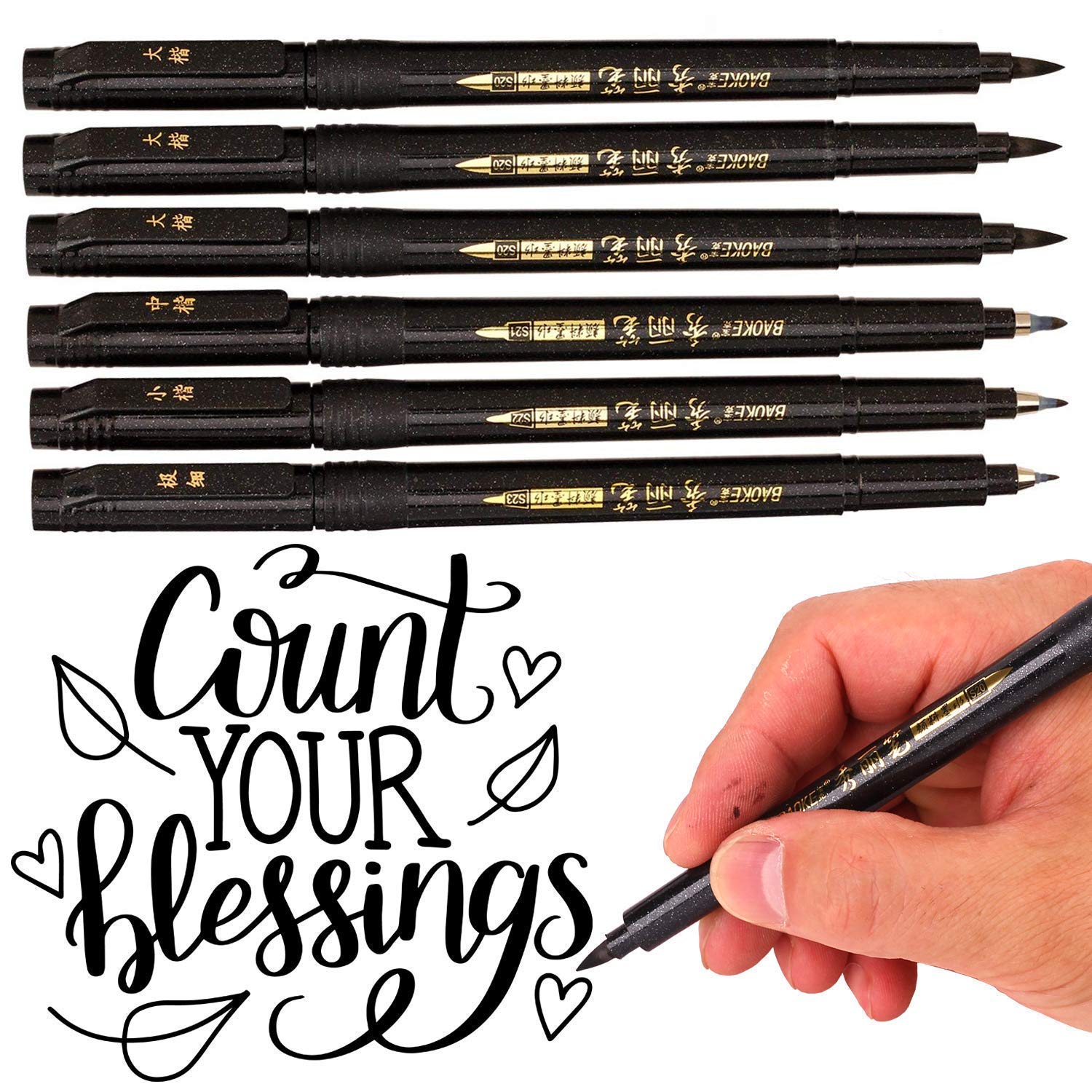 (4 Size,6 Pack) Calligraphy Pens, DealKits Brush Pen Markers Sets Kits