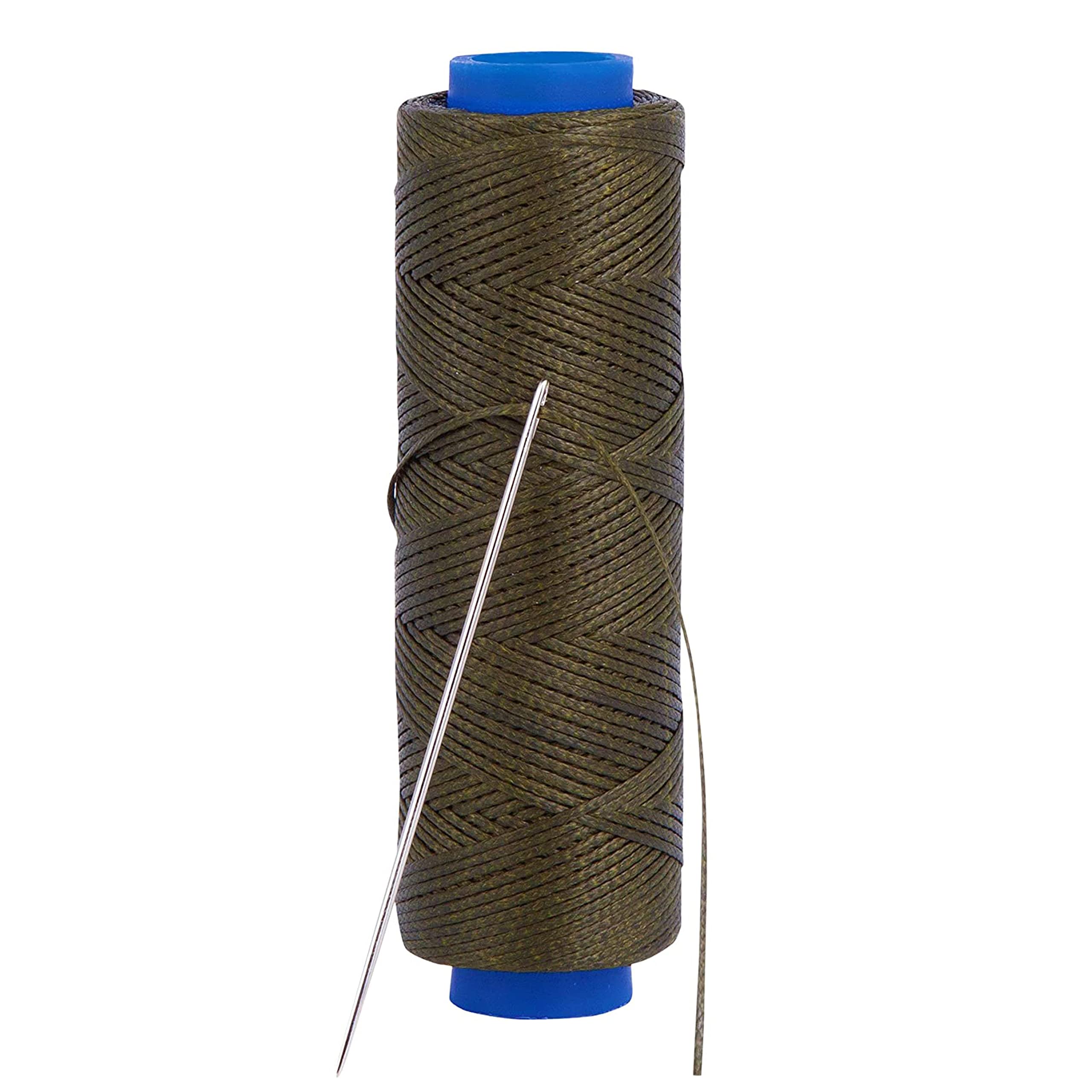 Shelver Waxed Thread, Strong Thread for Leather, Upholstery, Shoe, Bag, incl. Needle (Colour: Dark Green)