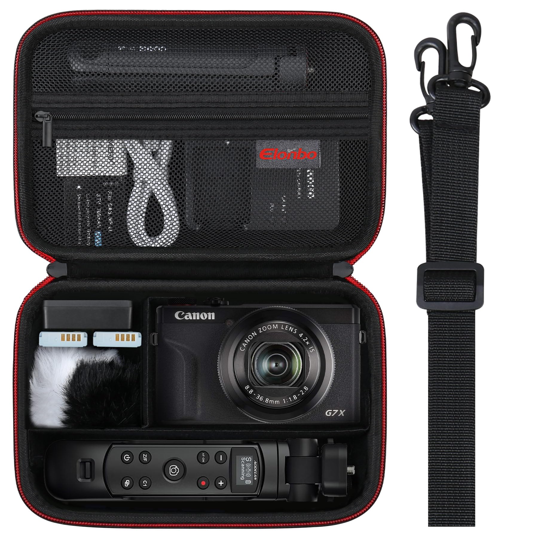 Elonbo Carrying Case for Canon PowerShot V1, SX740 HS, Canon G7X Mark III Mark II, Panasonic LUMIX DC-TZ99 Digital Camera, Vlogging Camera Hard Travel Protective Bag for Battery Charger Tripod, Black