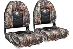 NORTHCAPTAIN Premium High Back Folding Boat Seat,Stainless Steel Screws Included,Camo/Black,2 Seats