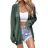 Women Crochet Lightweight Cardigan Cover Up Open Front Long Sleeve Summer Cardigans