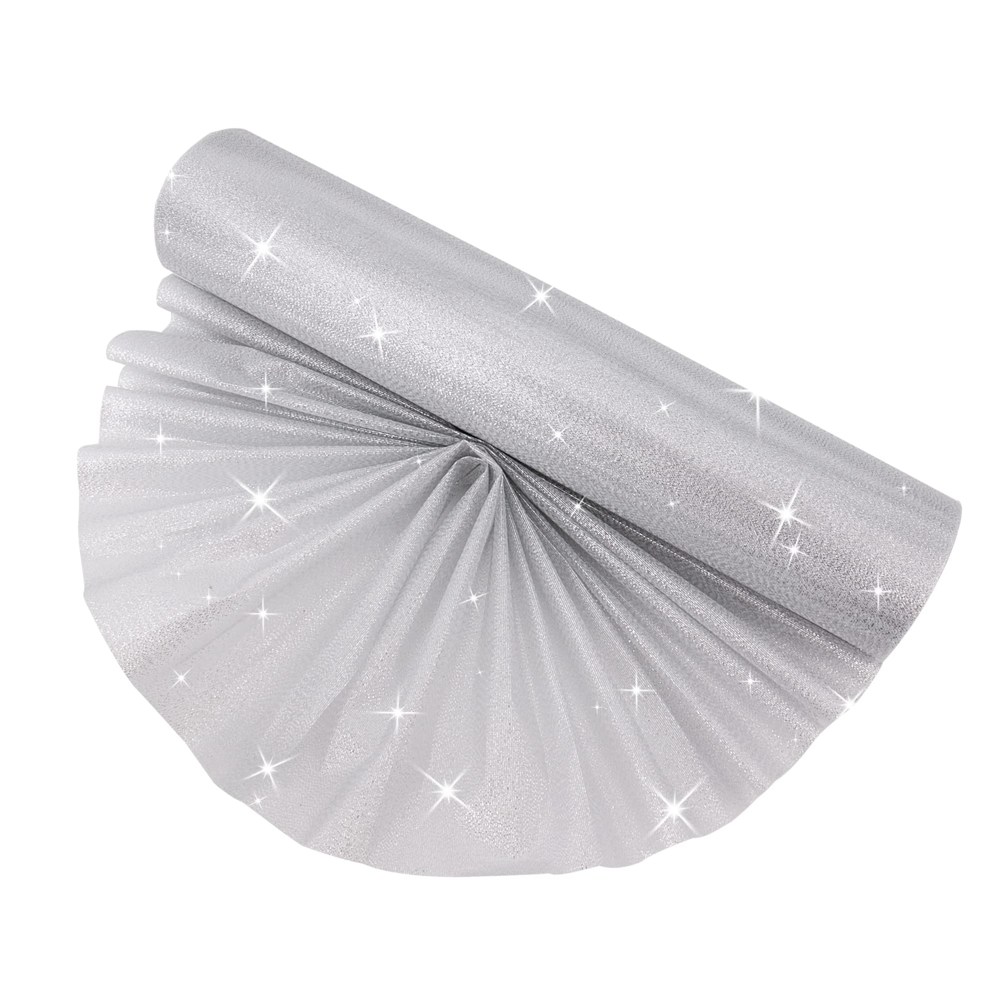 Time to Sparkle 29cm*5.5m Sheer Organza Roll Sash Fabric Table Runner Sashes Chair Cover Bows Swags Wedding Party - Glitter Silver