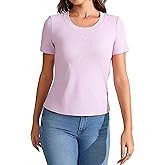 MSHING Women's Casual Basic Slim Fit T Shirts Summer Short Sleeve Crew Neck Tees Tops