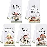 9tilight Mushroom Dish Towel Sets - 5Pcs Forest Mushroom Dishcloths Absorbent Quick Dry Cloth Dish Tea Towels Bar Reusable Hand Towels for Bathroom Kitchen Home Farmhouse Decors Warming Gifts