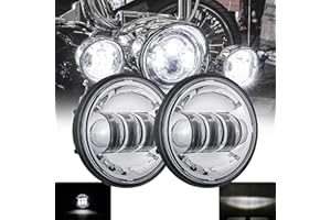 SKUNTUGUANG 2 PCS 4.5 Inch LED Passing Light LED Fog Lamps for Motorcycles Auxiliary Light Bulb Motorcycle Projector Driving Lamp (Silver Fog Light)