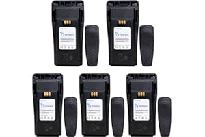 Teseko 5 Pack NNTN4497CR NNTN4497DR NNTN4496 7.4V 2250mAh Li-ion Battery for Motorola CP040 CP140 CP150 CP160 CP180 CP200 CP200D CP250 CP380 PR400 EP450 EP450S DEP450 GP3688 GP3188 with Belt Clip