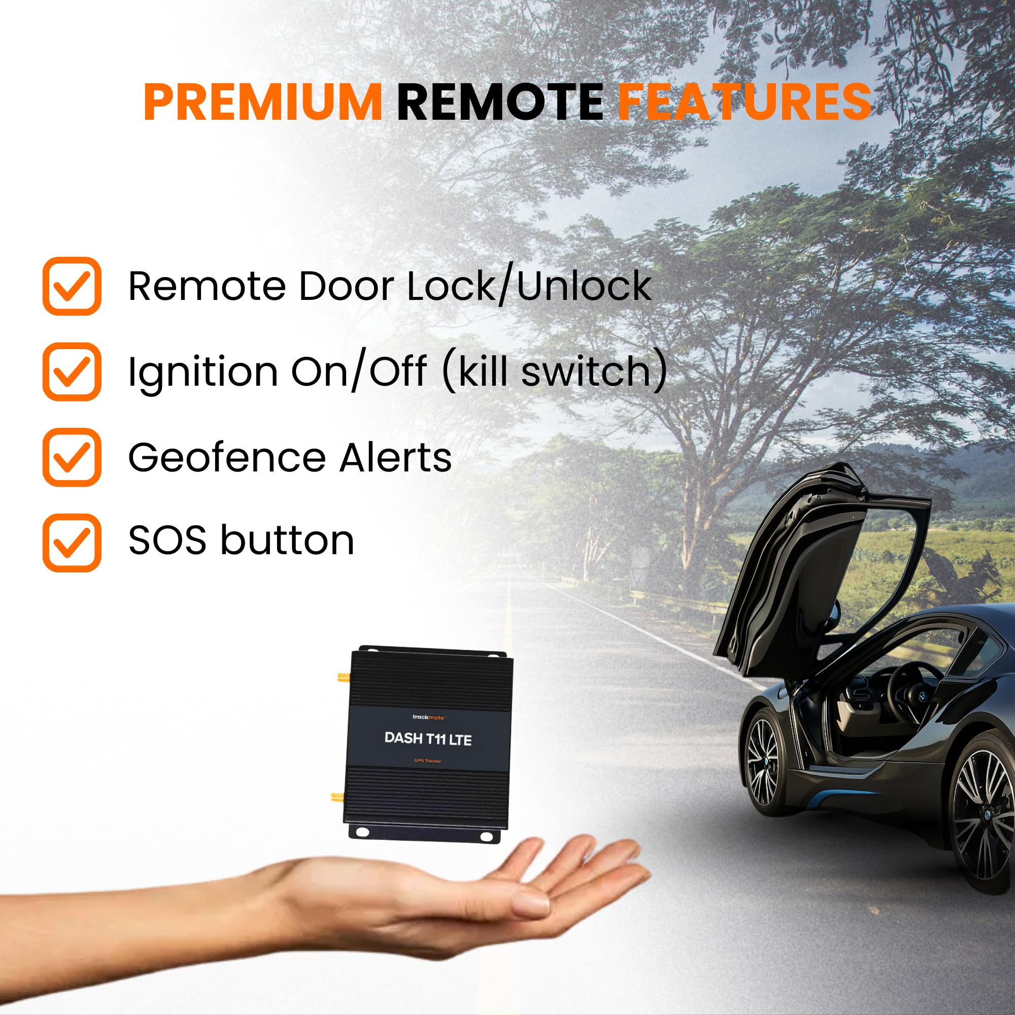 TrackmateGPS Dash T11 GPS Tracker for Vehicles, Real Time Tracking, Theft Prevention, Door Lock/Unlock, No Contract, Fleets Cars Trucks, US Support, Advanced Reports Easy Set Up & Easy to Use