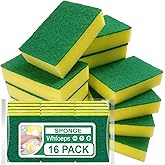 Sponges Kitchen 16 Count, Heavy Duty Scrub Sponges for Cleaning, Effortlessly Clean Your Stovetop, Sinks, Stoves, Appliances