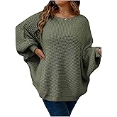 SOLY HUX Women's Plus Size Oversized Sweater Fall Fashion Crewneck Long Sleeve Casual Pullover Tops