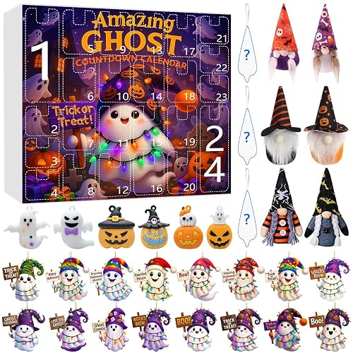 Halloween Advent Calendar 2025, Halloween Gnome Countdown Box with Figurines, Mini Surprise Gnome Decorations, Festival Decor & Gift Set for Kids and Adults, Christmas Collectible Doll (Modell A)