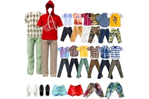 BABEILEI 13 Pieces Doll Clothes and Accories for 11.5 Inch Boy Doll Outfit, Random 5 Tops, 5 Pants, 2 Pairs of Shoes, One Pair of Swimming Trunks