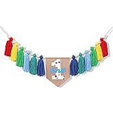 Rainbow 1st High Chair Banner - Colorful Tassel Highchair Banner, 1st Birthday Boy, Cake Smash Backdrop, Birthday Highchair Yarn Tassel Banner