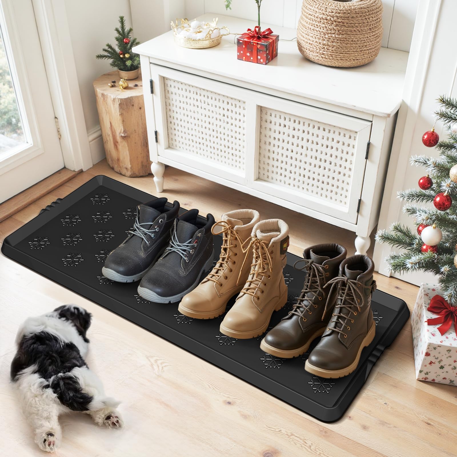 Photo 1 of Azadx Heavy Duty Boot Trays Natural Rubber Shoe Mat Tray for Entryway Large Boot mat Tray Multi-Purpose for Outdoor Door Mats 16x42 Inch
