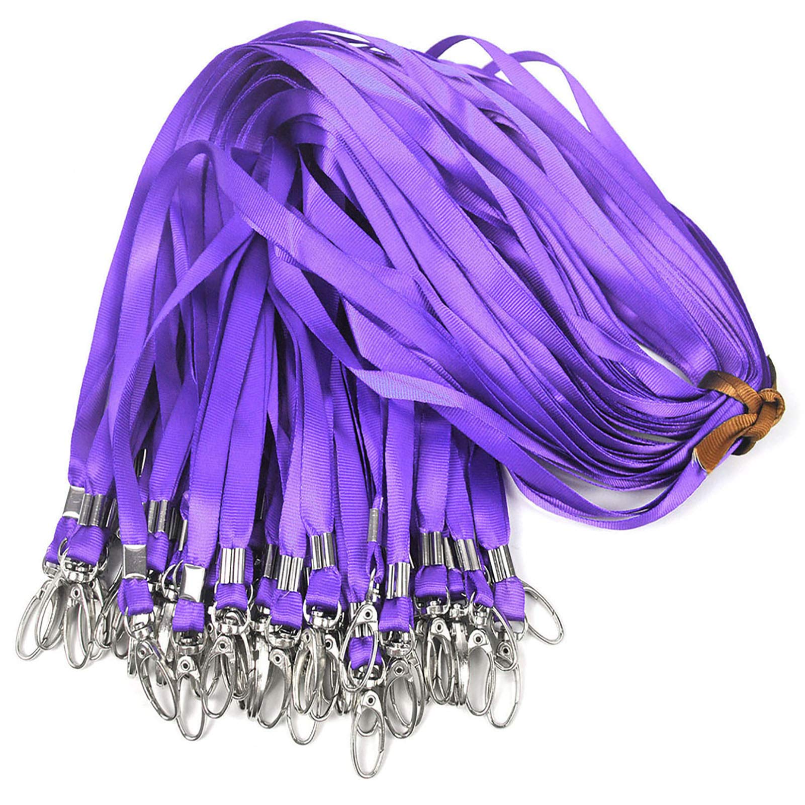 Purple Lanyards 100Pcs 17.5 inch Nylon Lanyard,Lanyards Swivel Hooks Clips Great for ID Name Tags Badges/Key Chains