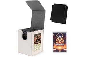 Scimi MTG Deck Box for Commander Display,Card Deck Box Fits 100 Double Sleeved Cards, Magic Commander TCG Card Leather Storage Box with 2 Dividers and 1 Toploader (White)