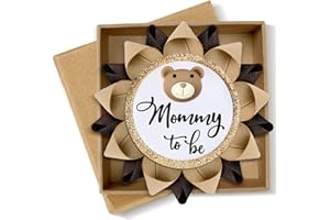 Wavwavw Mom to Be Pin Bear Baby Shower Decorations Gender Reveal Cartoon Bear Badge Button Pin with Gift Box for Gender Reveal Baby Shower Corsage Keepsake New Mommy to be Gifts