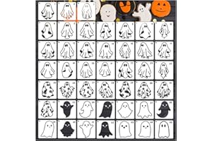 YANROOM Ghost Halloween Stencils for Painting on Wood Shirts Holiday Cookie, Small Halloween Paint Stencil Reusable for Craft Canvas Decorating (45pcs 3in Ghost)