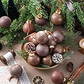 MiniInflat 18 Pcs Neutral Christmas Ball Ornaments Brown Ornaments for Christmas Tree 2.58 in Plastic Vintage Textured Copper Antique Decorative Ball Decoration with Loop for Xmas Decoration