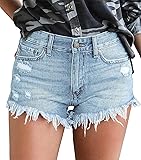 onlypuff High Waisted Shorts Girls Denim Ripped