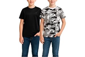 RBX Boys Tshirts - 2 Pack Dry Fit Crewneck Short Sleeve Boys Athletic Shirts Dry Fit Kids Activewear Sports (Sizes: 4-16)