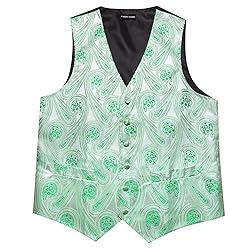 Barry.Wang Sage Green Vest for Men Paisley Silk