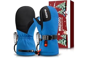 WASOTO Heated Mittens for Kids - Waterproof Electric Heated Ski Gloves for Skiing, Snowboarding, Snowmobiling, Hiking (PU)