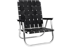 Lawn Chair USA Folding Aluminum Outdoor Patio Lawn Chair | Heavy-Duty Webbed Chairs for Camping, Sports, Beach, Yard & Tailgating | Lightweight Portable | High Back Beach Chair - Midnight