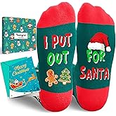 HAPPYPOP Christmas Gifts for Women Men - Xmas Gifts Holiday Socks with Greeting Card