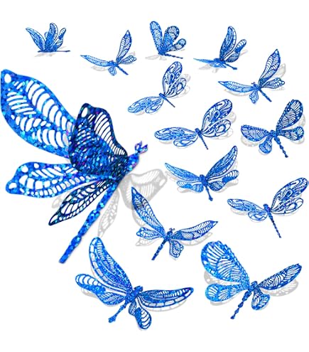 Qidie 60pcs 3D Dragonfly Wall Stickers - Metallic Gold Removable Decals For Home, Party Decor