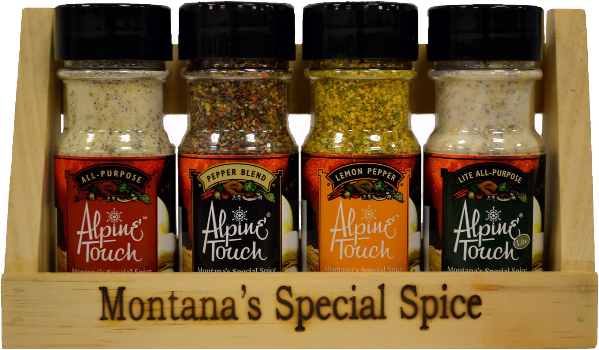 Alpine Touch Variety 4 Seasoning Gift Pack and Spice Rack