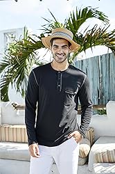 Men's Fashion Henley Shirt Classic Short/Long