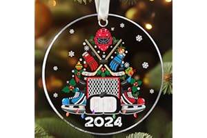 MAPDTWO Hockey Christmas Ornament - Hockey Ornaments for Christmas Tree - Hockey Xmas Ornaments - Hockey Gifts for Hockey Lovers, Hockey Lovers Gifts - Acrylic Christmas Ornament