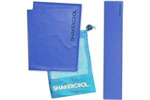 SHAKEitCOOL Original Cooling Towel – Be Cool in Style - Heat Relief, Soft, Lightweight, Sun Protection, Easy Clean - Perfect for Biking, Running, Yoga, Gym, Gardening - Blue