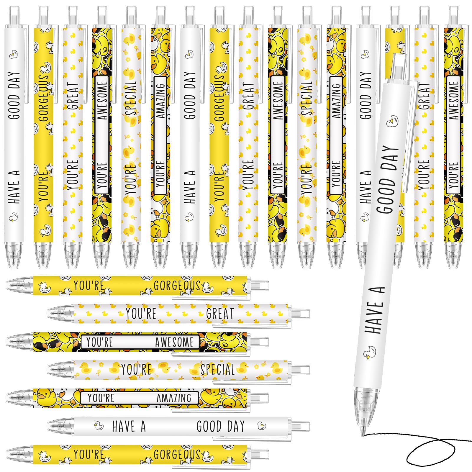 Photo 1 of Jetec 60 Pcs Duck Pens Gifts Motivational Cute Ballpoint Pens Bulk Black Ink Employee Appreciation Gifts for Thank You Coworkers Students Duck Party Favors Medical Assistants Christmas