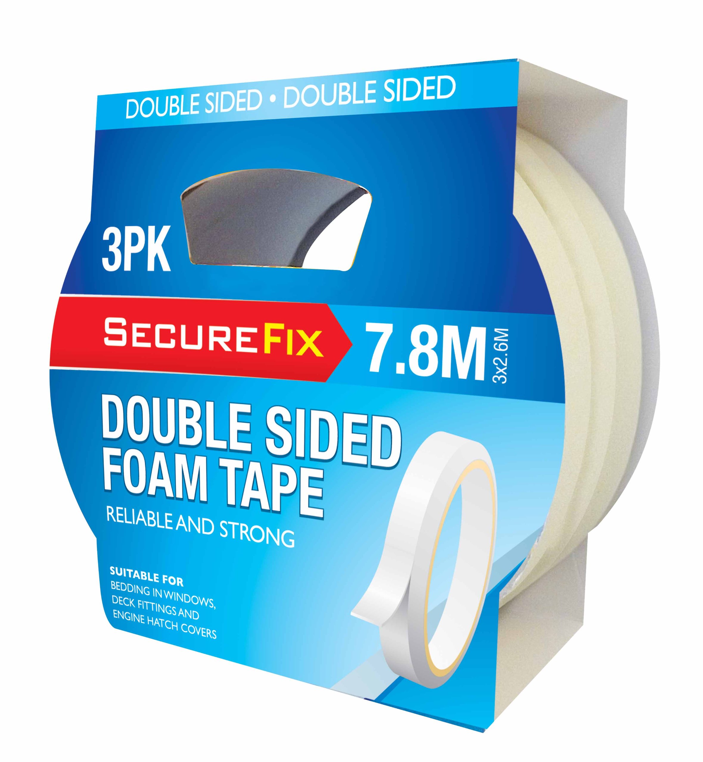 Double Sided Foam Tape 3pk x 2.6mtr per roll white