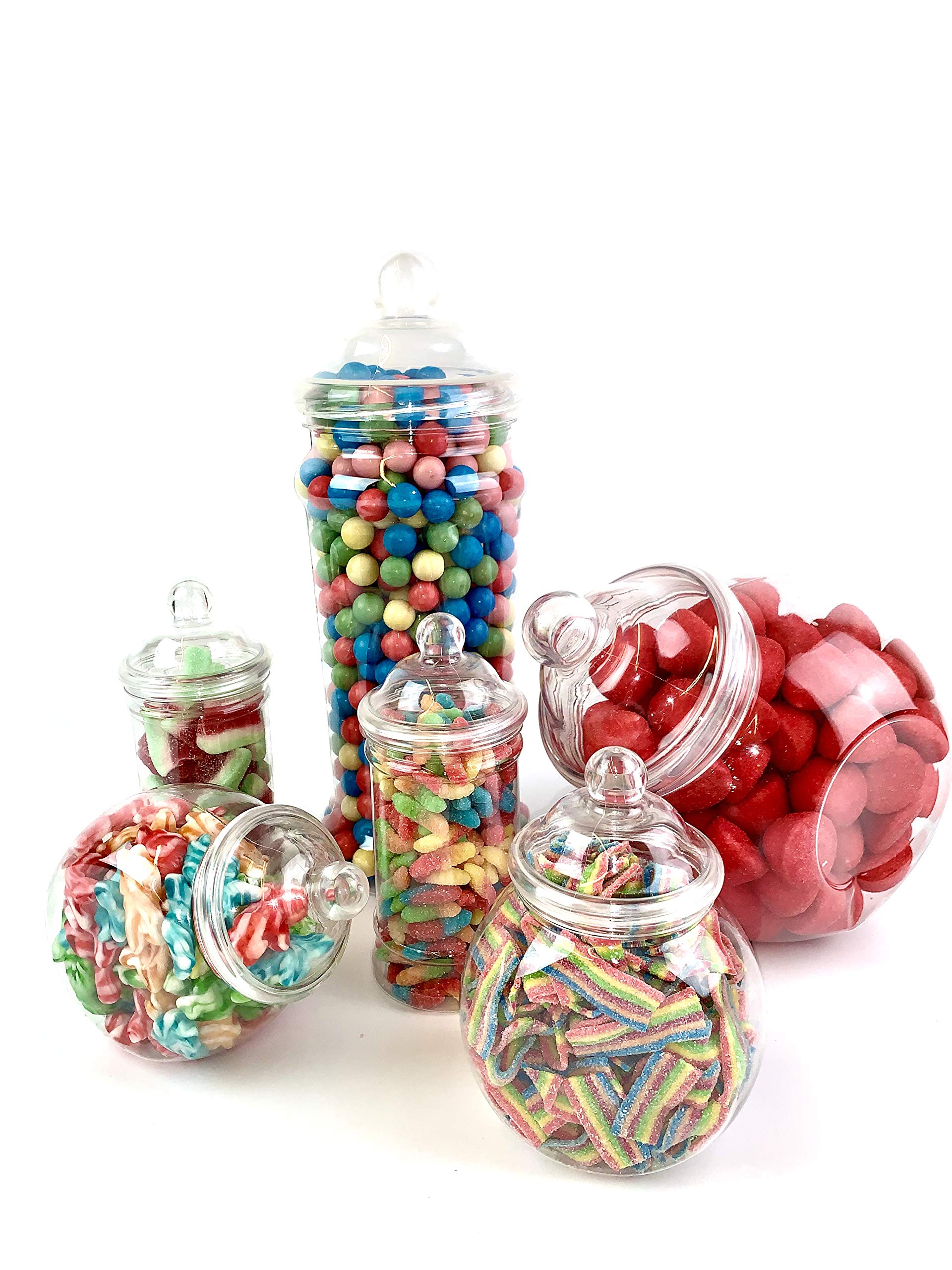 Set of 6 Assorted Mixed Airtight Food Grade Plastic Storage Jars Containers