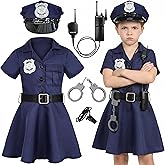 Gortykor Girls Police Officer Costume Cop Outfit for Girls Cop Halloween Dress Up
