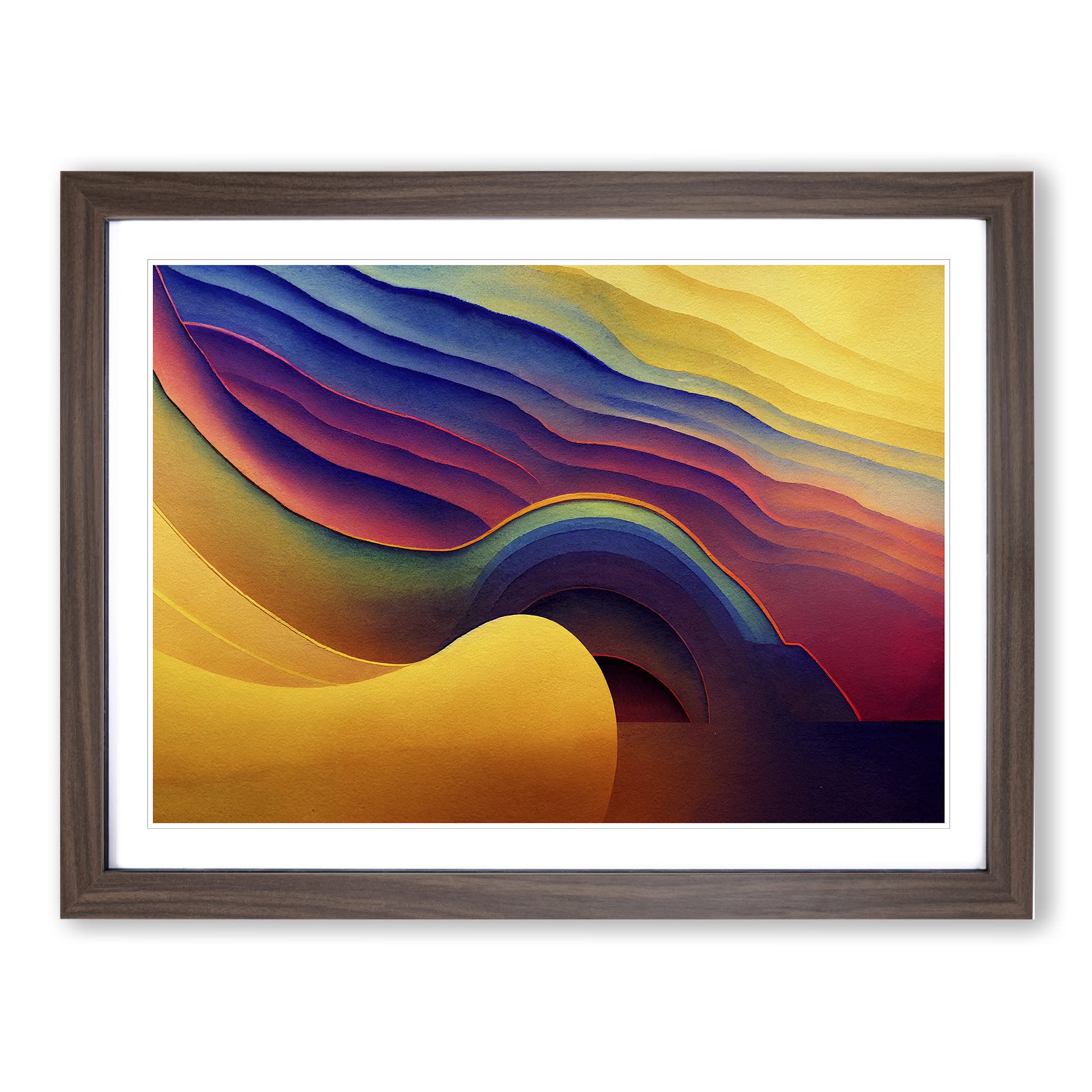 Modern Audio Soundwave Art Vol.1 Abstract Framed Print | A4 Walnut Framed Wall Art | Ready to Hang | Abstract Fantasy Picture | Living Room Bedroom Lounge Office