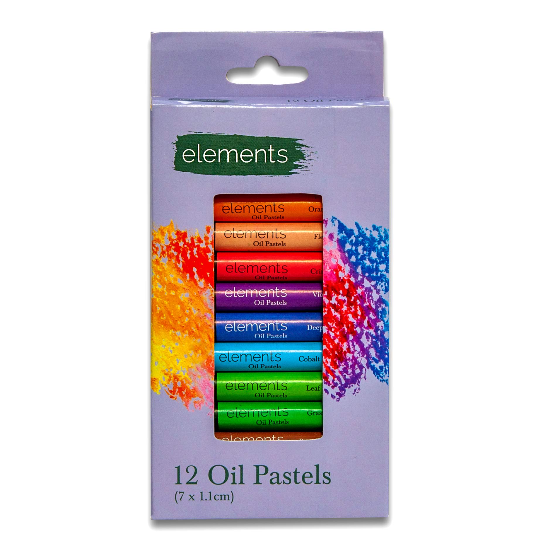 Elements Oil Pastels - Pack of 12 - Large Size Oil Pastel Colour Set Drawing Painting Portrait Sketching Pastels for Artists Beginners, (7 x 1.1 cm)