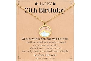 Eryuor Happy 10th 11th 12th 13th 14th 16th 18th 21st Birthday Gifts Gold Moving Mountains Mustard Seed Necklace for Women Girls
