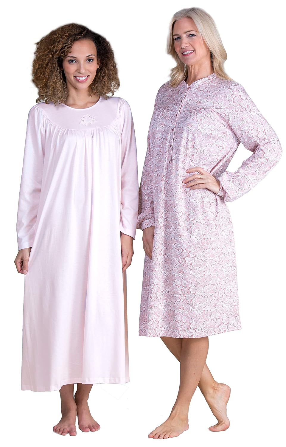 Cotton Knit Long Sleeve Nightgown Duo 