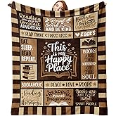 Zzkol Book Lovers Gifts Flannel Throw Blanket, This is My Happy Place Gift for Reader, Reading Birthday Ideas, Book Club Librarian Blanket for Bookworm Bookish 50"x60"