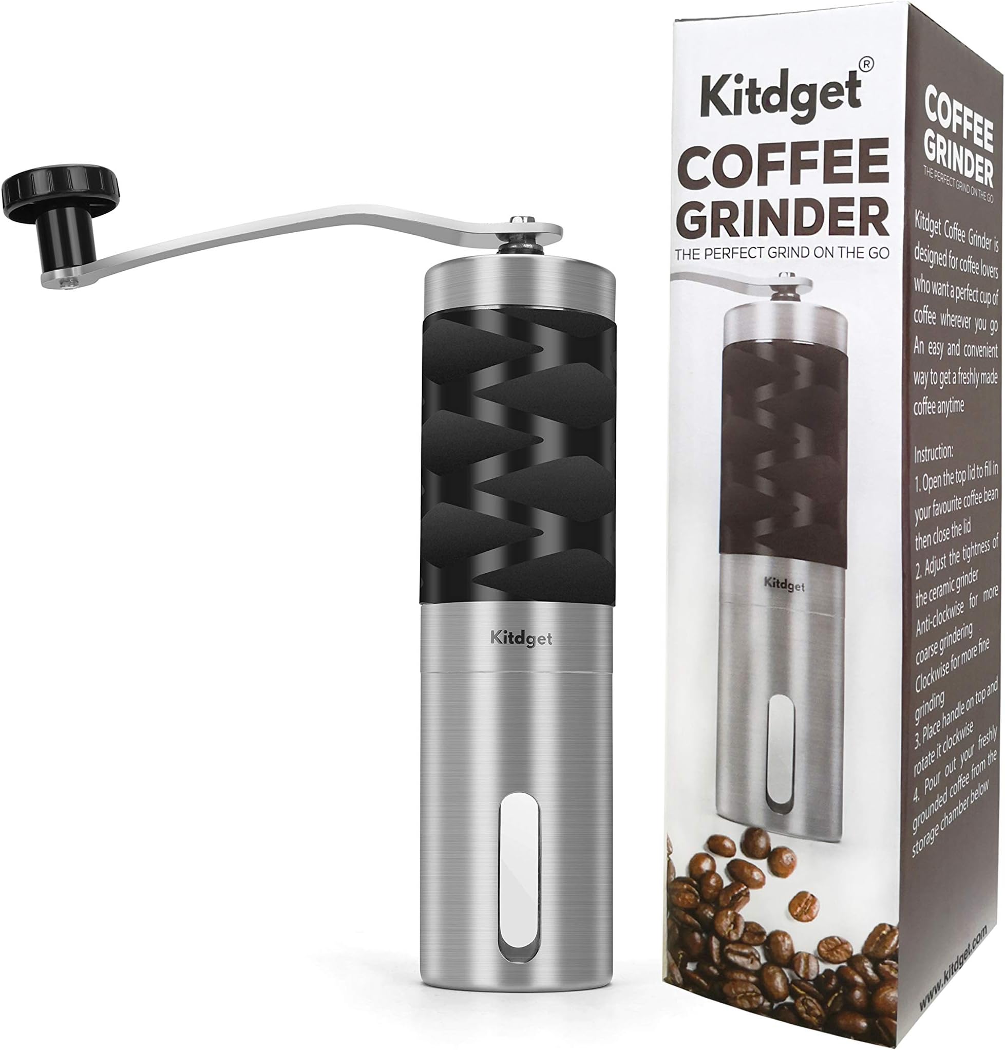 Premium Manual Coffee Grinder Non Slippery Design Stainless Steel Body Adjustable Ceramic Blade Burr Perfect for Camping and Traveling