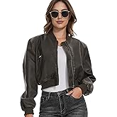 Fahsyee Faux Leather Jackets for Women, Black Motorcycle Moto Biker PU Outwear Coat
