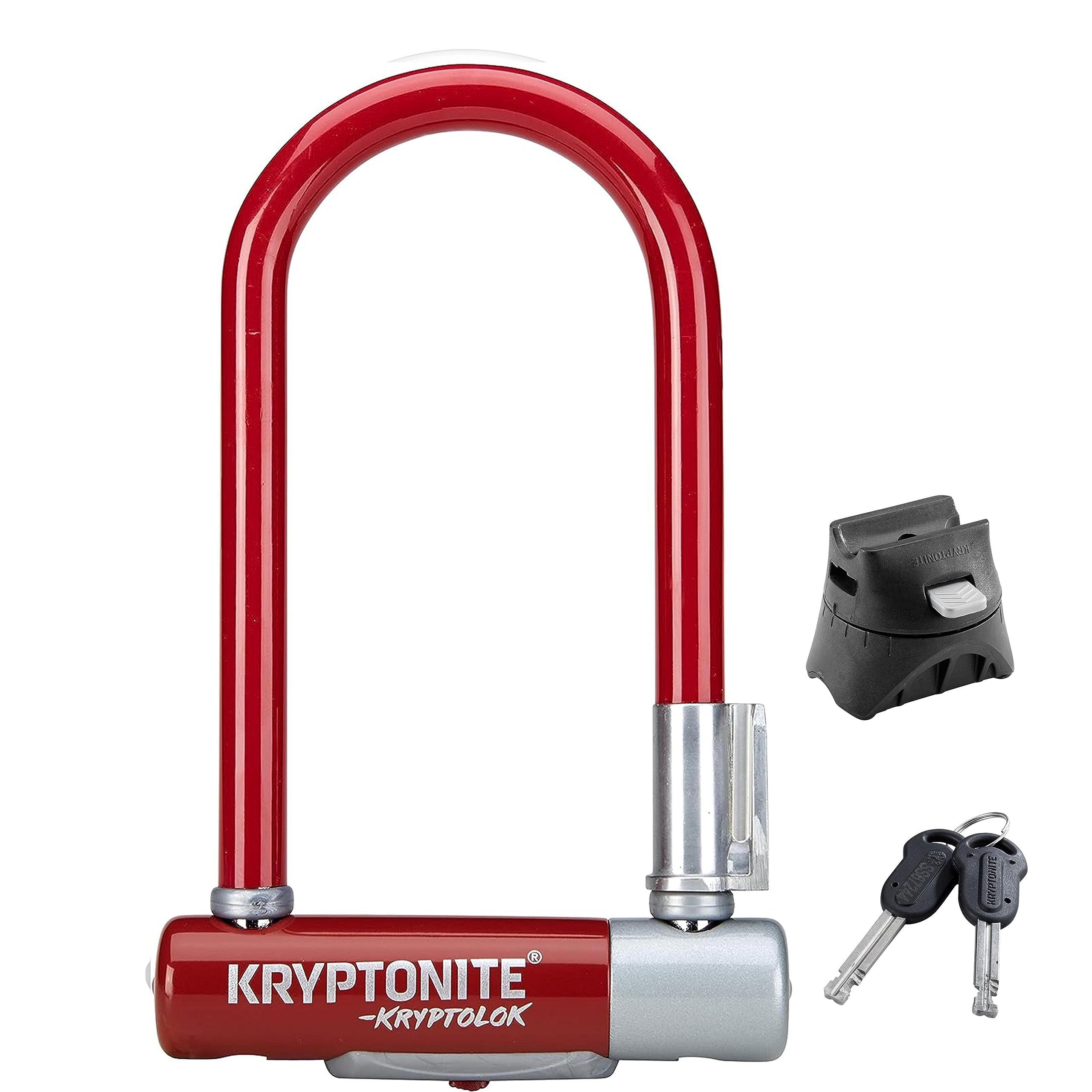 Kryptonite Kryptolok Mini-7 Bike U-Lock, Heavy Duty Anti-Theft Bicycle U Lock, 12.7mm Shackle with Mounting Bracket and Keys, High Security Lock for Bicycles Scooters